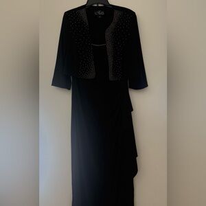 Alex Evenings Black Dress with Silver Accents and Jacket
